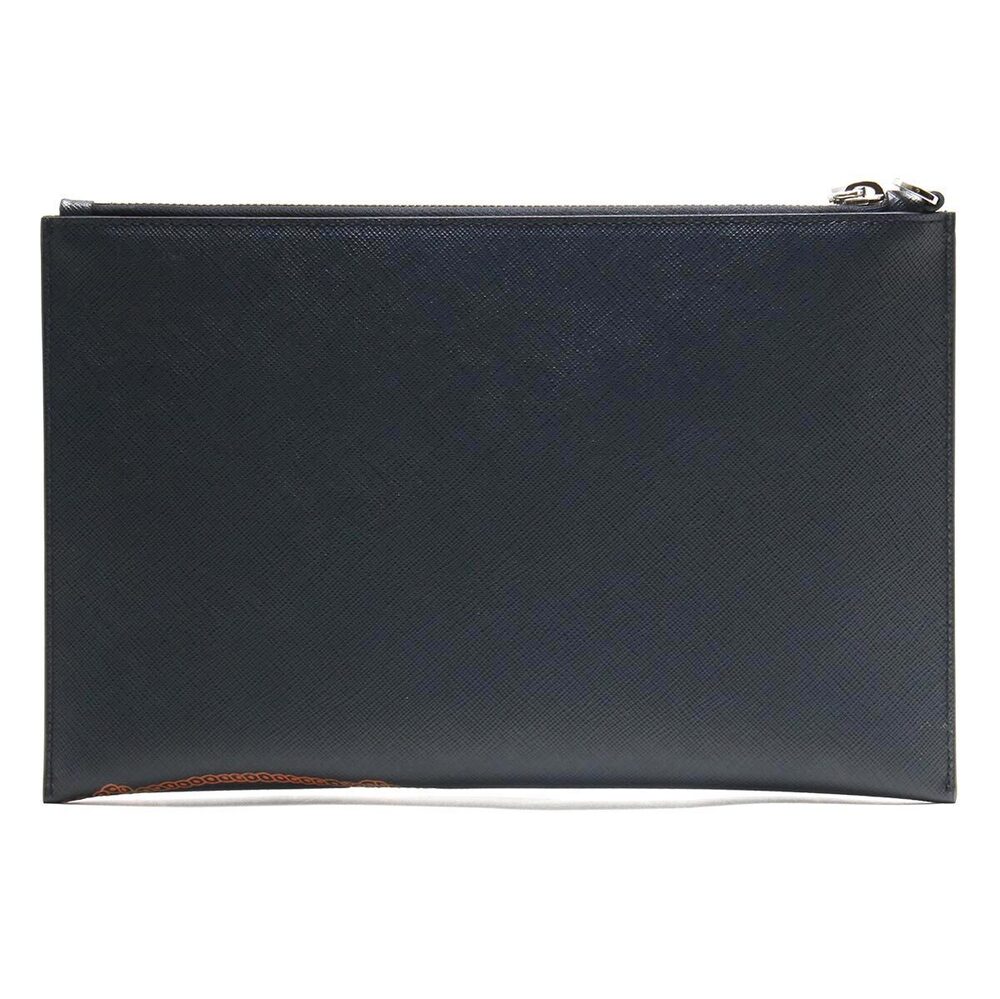 Prada Clutch Saffiano Summer Bag Blue Orange Papaya Baltico Spring Handbag